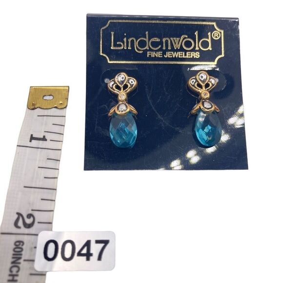 Lindenwold mixed metal blue crystal earrings - Picture 4 of 4